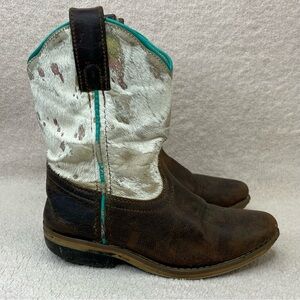 Dan Post Rumi Leather & Calf Hair Western Cowgirl Boots-Kids 13-Brown/Multicolor